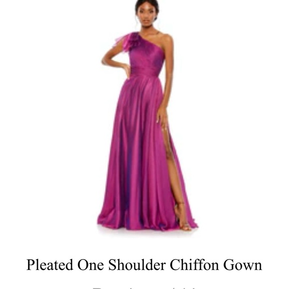 Mac Duggal Pink One Shoulder Ruffled Asymmetrical Dress - Picture 3 of 4